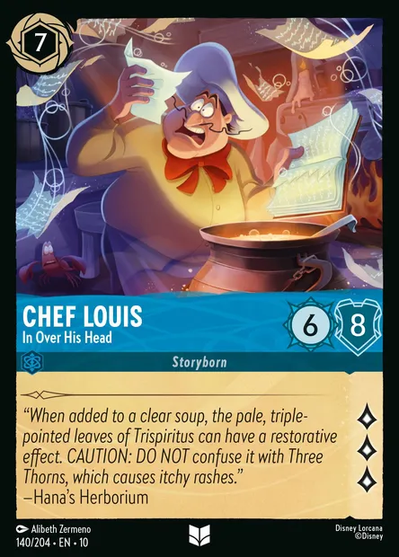 Chef Louis - In Over His Head, Disney Lorcana card CH10-140 — Whispers in the Well set