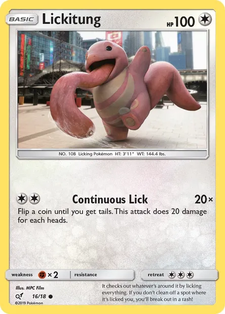 Lickitung, Pokémon card DET 16 — Detective Pikachu set