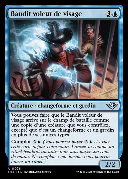 Bandit voleur de visage, carte Magic OTJ 76 — extension Outlaws of Thunder Junction