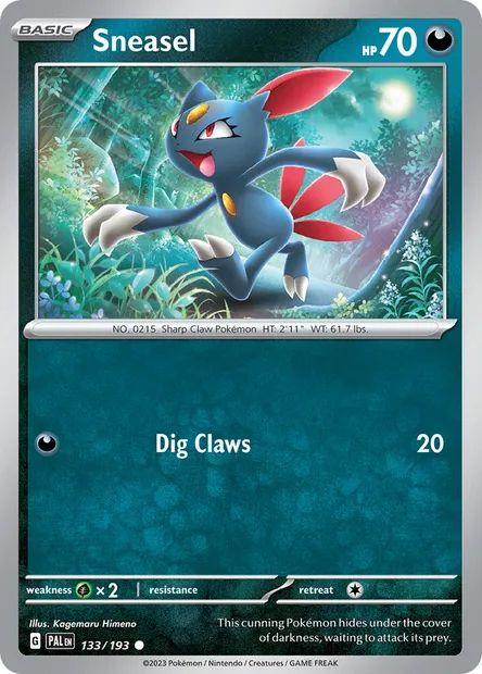 Sneasel, Pokémon card PAL 133 — Paldea Evolved set