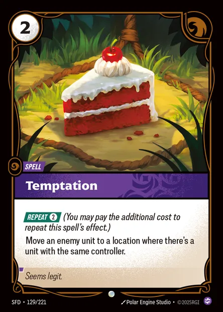 Temptation, carte Riftbound SFD 129 — extension Spiritforged