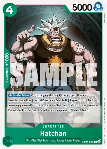 Hatchan, One Piece card OP11-034 — A FIST OF DIVINE SPEED set