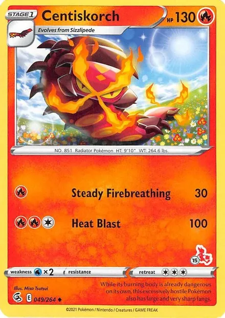 Centiskorch, Pokémon card BA22 049-15 — Battle Academy 2022 set