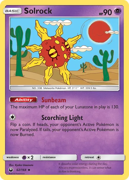 Solrock, Pokémon card CES 62 — Celestial Storm set