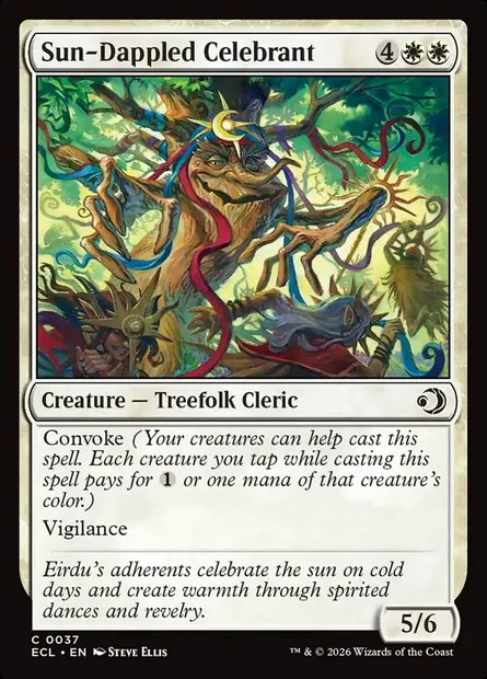 Sun-Dappled Celebrant, Magic card ECL 37 — Lorwyn Eclipsed set