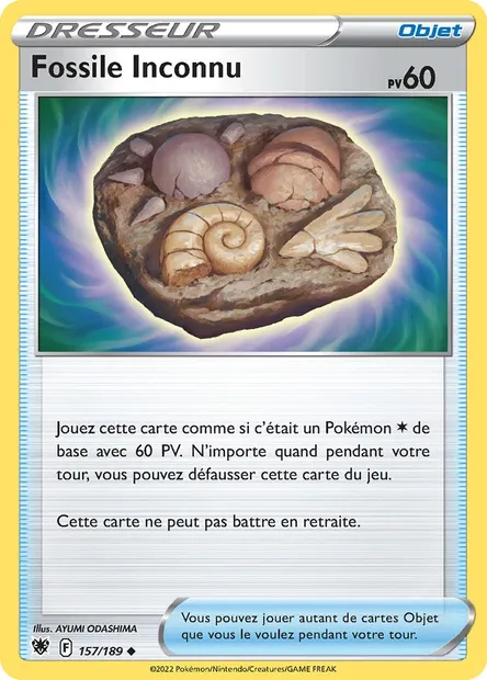 Fossile Inconnu, carte Pokémon ASR 157 — extension Astres Radieux