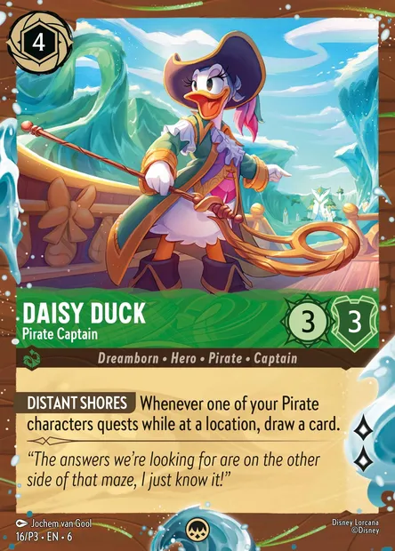 Daisy Duck - Pirate Captain, Disney Lorcana card P3-016 — P3 set