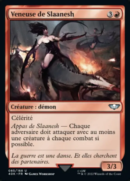 Veneuse de Slaanesh, carte Magic 40K 85 — extension Warhammer 40,000 Commander
