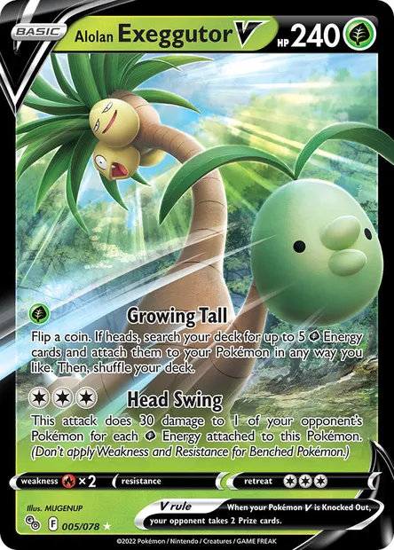 Alolan Exeggutor V, Pokémon card PGO 005 — Pokémon GO set