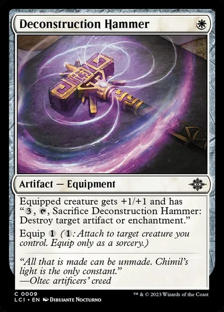 Deconstruction Hammer, Magic card LCI 9 — The Lost Caverns of Ixalan set