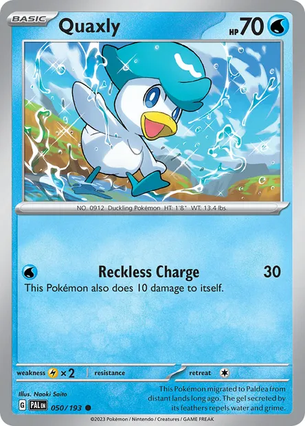 Quaxly, Pokémon card PAL 050 — Paldea Evolved set