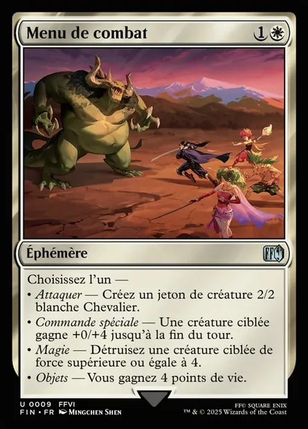 Menu de combat, carte Magic FIN 9 — extension Final Fantasy