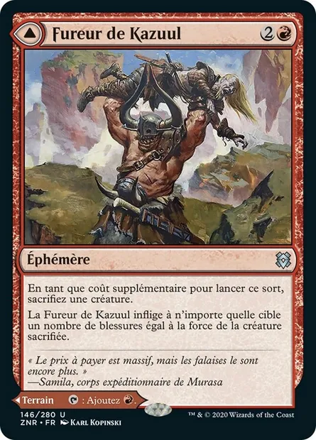 Fureur de Kazuul // Falaises de Kazuul, carte Magic ZNR 146 — extension Renaissance de Zendikar