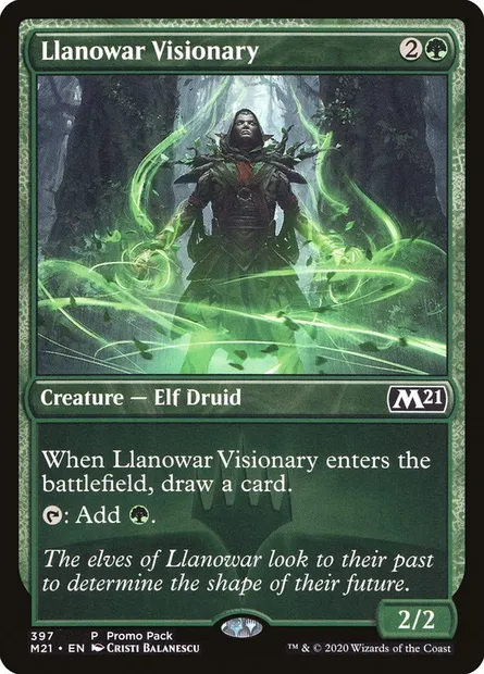 Visionnaire de Llanowar, carte Magic M21 397 — extension Core Set 2021