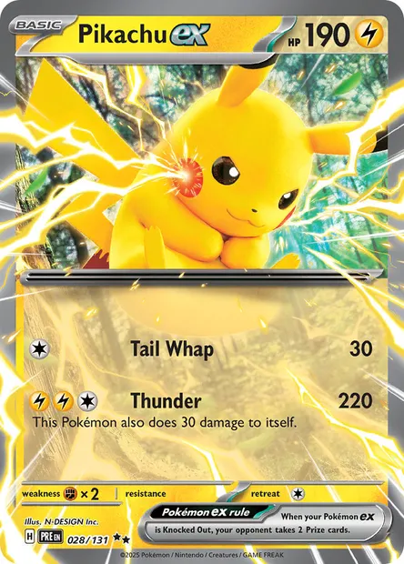 Pikachu ex, Pokémon card PRE 028 — Prismatic Evolutions set