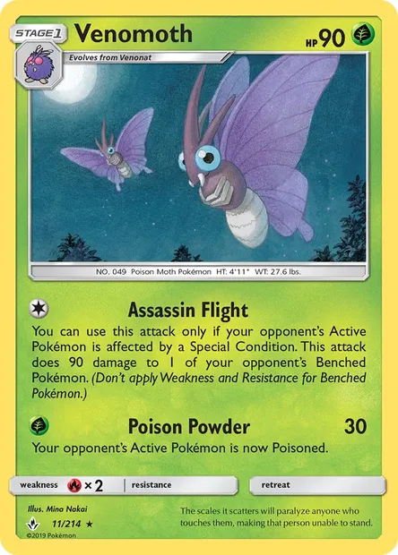 Venomoth, Pokémon card UNB 11 — Unbroken Bonds set