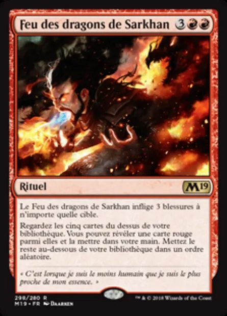 Feu des dragons de Sarkhan, carte Magic M19 298 — extension Core Set 2019