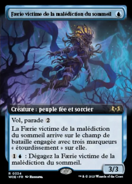 Faerie victime de la malédiction du sommeil, carte Magic WOE 334 — extension Wilds of Eldraine