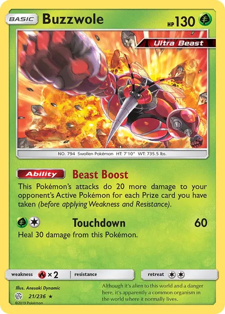 Buzzwole, Pokémon card CEC 21 — Cosmic Eclipse set