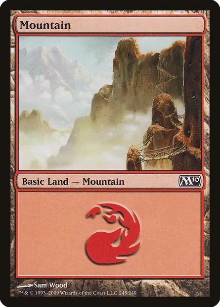 Mountain, Magic card M10 245 — Magic 2010 set