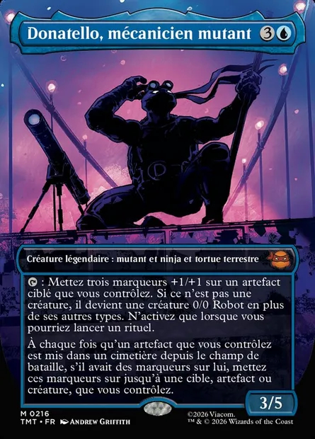Donatello, mécanicien mutant, carte Magic TMT 216 — extension Teenage Mutant Ninja Turtles