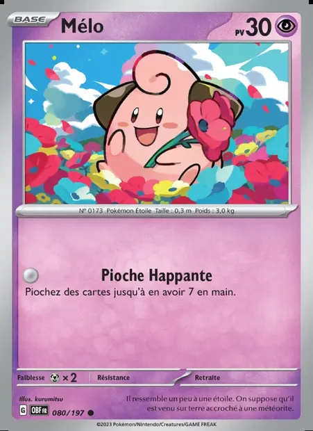 Mélo, carte Pokémon OBF 080 — extension Flammes Obsidiennes