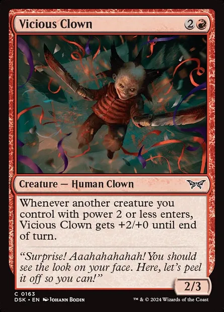 Vicious Clown, Magic card DSK 163 — Duskmourn: House of Horror set