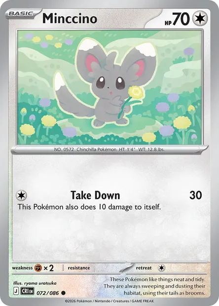 Minccino, Pokémon card CRI 072 — Chaos Rising set
