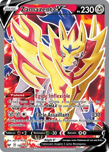 Zamazenta V, carte Pokémon SSH 196 — extension Épée et Bouclier