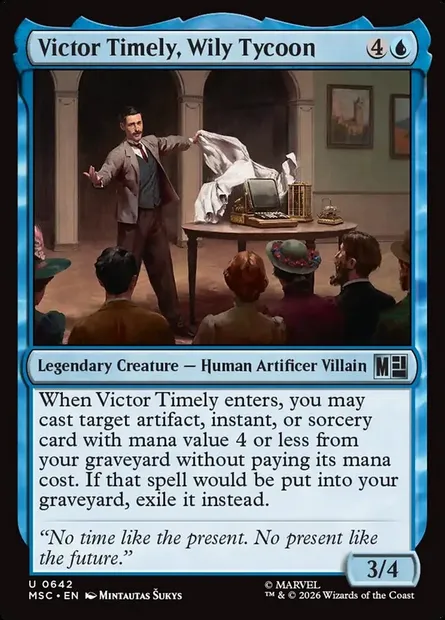 Victor Timely, Wily Tycoon, Magic card MSC 642 — Marvel Super Heroes Commander set