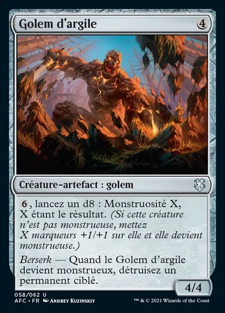 Golem d'argile, carte Magic AFC 58 — extension Forgotten Realms Commander