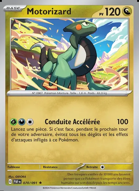 Motorizard, carte Pokémon PAF 070 — extension Destinées de Paldea