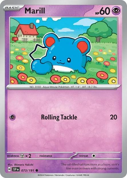 Marill, Pokémon card SSP 073 — Surging Sparks set