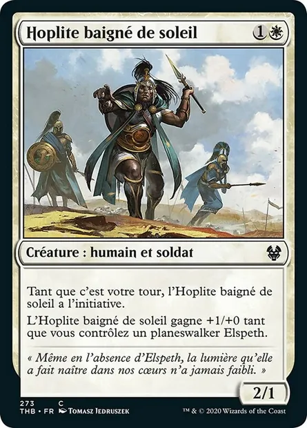 Hoplite baigné de soleil, carte Magic THB 273 — extension Theros Beyond Death