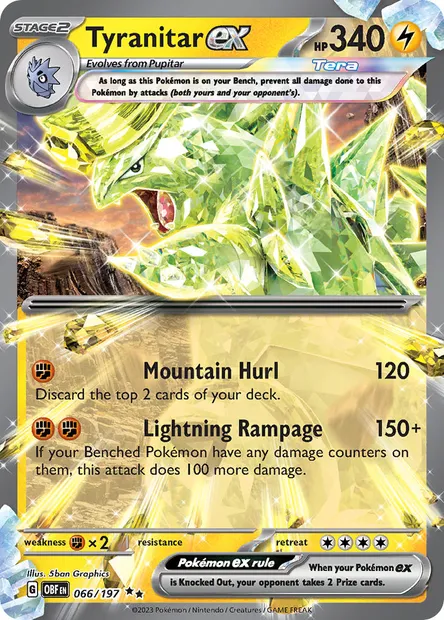 Tyranitar ex, Pokémon card OBF 066 — Obsidian Flames set