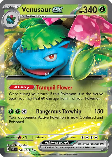 Venusaur ex, Pokémon card SCR 001 — Stellar Crown set