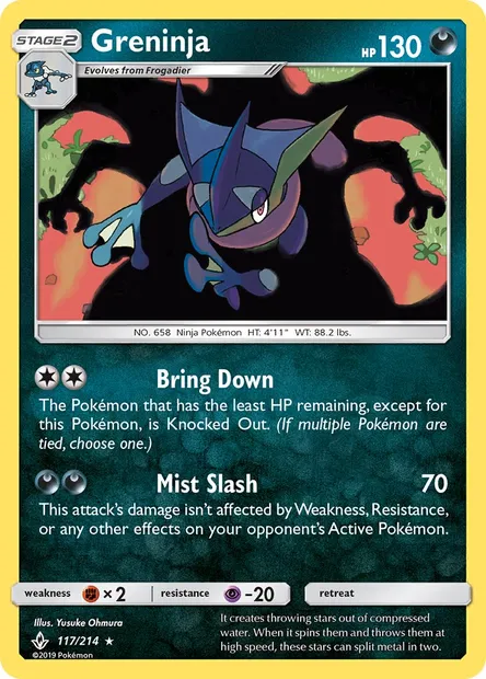 Greninja, Pokémon card UNB 117 — Unbroken Bonds set