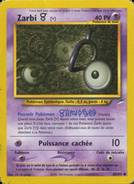 Zarbi V, carte Pokémon NDE 89 — extension Neo Destiny