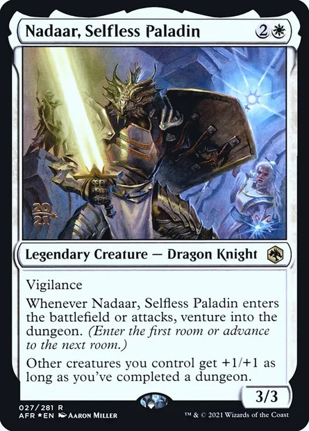 Nadaar, paladin dévoué, carte Magic PAFR 27s — extension Adventures in the Forgotten Realms Promos