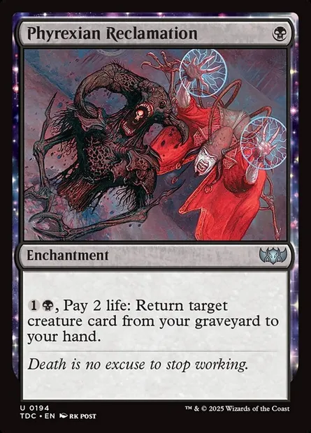 Phyrexian Reclamation, Magic card TDC 194 — Tarkir: Dragonstorm Commander set