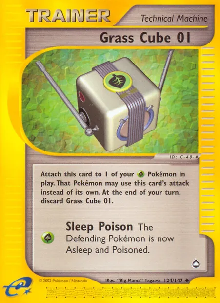 Grass Cube 01, Pokémon card AQ 124 — Aquapolis set