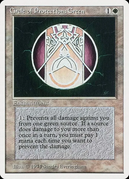 Cercle de protection : vert, carte Magic SUM 11 — extension Summer Magic / Edgar