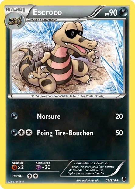 Escroco, carte Pokémon PLF 69 — extension Glaciation Plasma