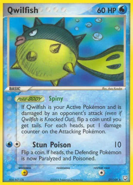 Qwilfish, carte Pokémon TRR 27 — extension Team Rocket Returns