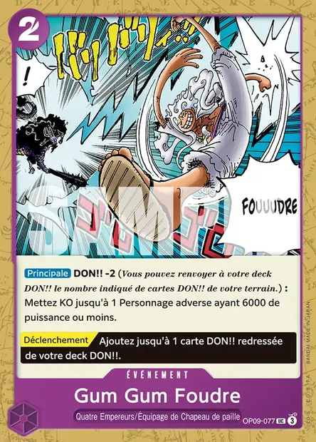 Gum Gum Foudre, carte One Piece OP09-077 — extension LES NOUVEAUX EMPEREURS