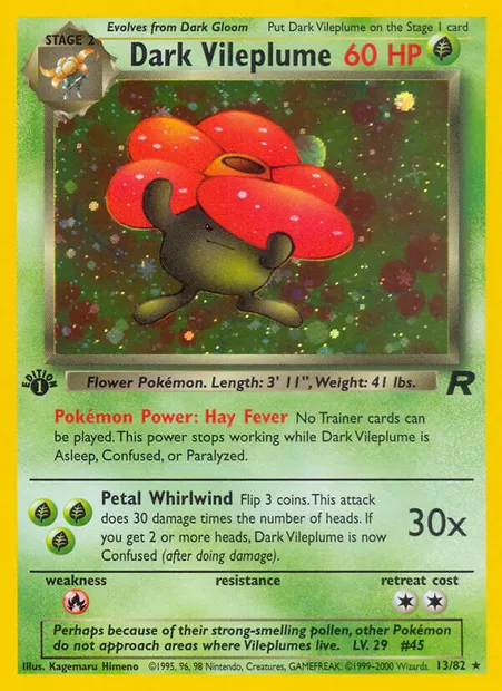 Dark Vileplume, Pokémon card TR 13 — Team Rocket set
