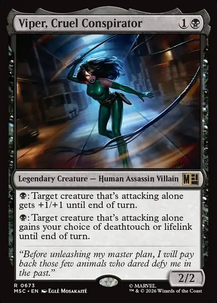 Viper, Cruel Conspirator, Magic card MSC 673 — Marvel Super Heroes Commander set