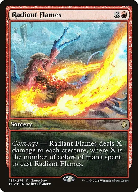 Radiant Flames, Magic card PBFZ 151 — Battle for Zendikar Promos set