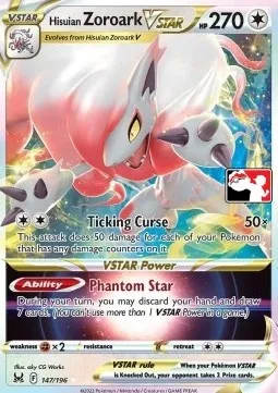 Zoroark de Hisui VSTAR, carte Pokémon PPS 147-4 — extension Play! Pokémon Prize Pack Series