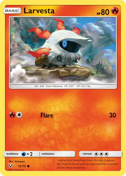 Larvesta, Pokémon card SLG 12 — Shining Legends set